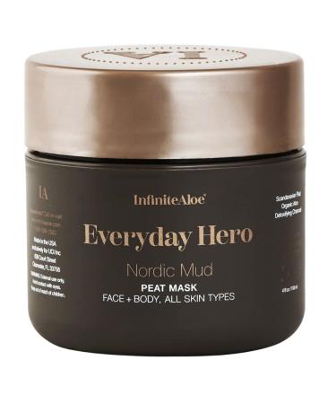 InfiniteAloe Nordic Mud Face Mask Skin Care Treatment. Peat + Charcoal Face Mask for Face + Body Suitable for All Skin Types - 4 Oz. - A Part of the Everyday Hero Line of Products by IA