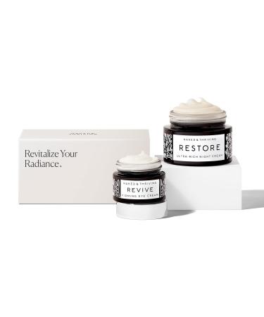 Naked & Thriving The Retinol-Alternative Duo | Restore Ultra-Rich Night Cream (50mL) + Revive Firming Eye Cream (15mL) with Hyaluronic Acid and Bakuchiol (Set of 2)