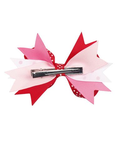 CLSSLVVBN Girls Bow Hair Clip Double Layer Pins Heart Shape Hairgrip Decoration Styling Hairband Headwear Party Favors Daily Wear Forked Tail Pink