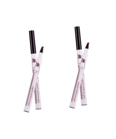 FOMIYES 2pcs Natural Dark Pencil Durable Four Pronged Liquid # Waterproof Sweat-proof Eyebrow Grey 1 count (Pack of 1) As Shownx2pcs