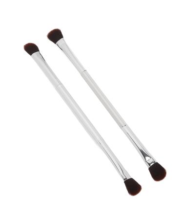 Double Ended Eyeshadow Brush Set Silver Soft Fiber Hair Nose Contour Cosmetic Tool for Makeup Artist Women