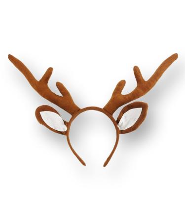 MR.FOAM Reindeer Antlers Headband  Antlers Headband Adult Deer Antlers Headband Women Reindeer Antlers Headband for Halloween Christmas and Easter Party (brown+ears)