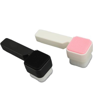 Double Sided Face Brush Soft Bristles Facial Cleansing Brush Ergonomic Long Handle Exfoliator Facial Scrubber Fiber Wool - Buy Online on GoSupps.com