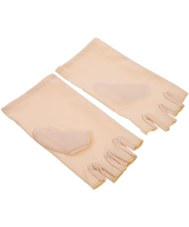 Lurrose 1 Pair nail gloves nail light nail lamp light protection glove UV gloves for gel manicures fingerless UV gloves fingerless gloves Nail supplies spandex Miss Beige