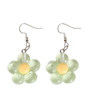 Feyley earrings colorful resin flower charm earring temperament dangle earrings simple pendant earring party jewelry charm earring green