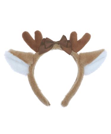 minkissy Deer Ear Headband Christmas BoBo Antlers Headband Plush Reindeer Bow Christmas Hat Cosplay Deer Hair Accessories Hairband Cosplay Christmas Party for Boy Girls