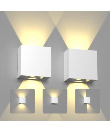 Wall lights indoor external 2PCs LED wall lighting 6W 3000K Warm white lights IP65 waterproof up and from modern wall lamp for hallway for hallway living room balcony stairs veranda shop outdoor outer lamp white-hot-white-2pack