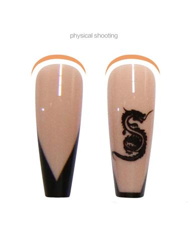 RikView Dragon Design Long Coffin Fake Nails - Black Acrylic Nails - Buy Online on GoSupps.com
