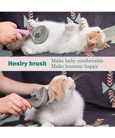 Hesiry Cat Brush - Pet Shedding & Grooming Tool | Removes Loose Undercoat | Slicker Brush for Matted Hair | Self Cleaning Button | Pink - Buy Online on GoSupps.com