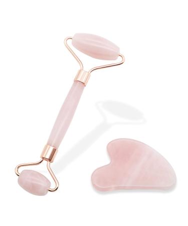 PanosBepa Gua Sha Set Natural Jade Stone Gua Sha Massage Tool with Roller for Face Body Neck Eyes