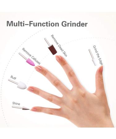 2-Pack Electric Nail File Replacement Attachments - 5-in-1 Buffer, Polisher, Shaper, Shiner with Stand & LED Light - Buy Online on GoSupps.com