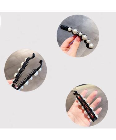 3-Piece Pearl Banana Clips Set | Rhinestone Hair Accessories for Women & Girls | Ideal for Thick & Fine Hair - Buy Online on GoSupps.com