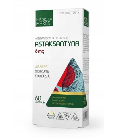 Medica Herbs - Astaxanthin - 6mg per capsule - Food supplement with plant extracts - 60 capsules