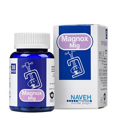MAGNOX Mig Magnesium Supplement Tablets (30) for Migraine Headaches -Due to Magnesium Deficiency by Naveh Pharma
