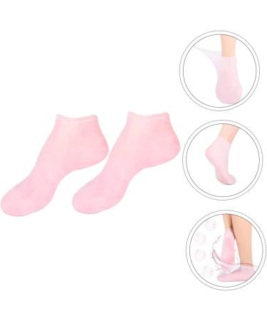 Ipetboom 1 Pair Sock Moisturizing Gel Booties Titanium Ear Pick Beauty Care Silicone Gel Skin Protect Soles Essential Oil Tableware Sucker Miss Moisture Cream Pink Natural Sebs 35X7X1cm - Buy Online on GoSupps.com