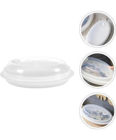 Cabilock 2 Pcs Steamer Fish Steaming Holder Containers with Lids Vegetable Microwave Containers Steamed Fish Plate Fish Steaming Plate Rice Cooking Pot White Food Grade Pp Micro-wave Oven - Buy Online on GoSupps.com