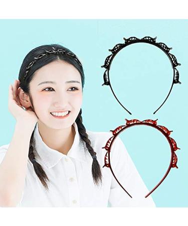SHUNMEIL 6PCS Double Bangs Hairstyle Hairpin Set - Woven Large Hair Accessories - Headband Hair Bands in Black, Brown, and Pink - Buy Online on GoSupps.com