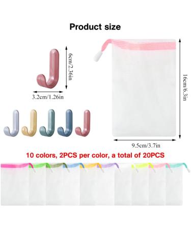 Utmach 20-Pack Colorful Nylon Soap Bags for Facial Cleaning | Foam Mesh Pockets with Hooks - Ideal for Swimming & Travel - Buy Online on GoSupps.com