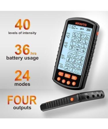 MFAVTO TENS EMS machine 4 Outputs & 24 Modes TENS Unit Muscle Stimulator with Large Battery 12 Electrode Pads for Back Pain General Pain Relief Neck Pain Muscle Pain - Buy Online on GoSupps.com