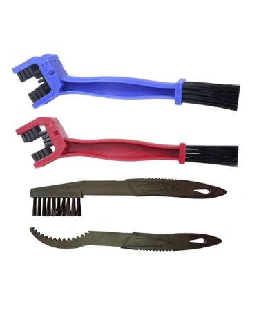 QIWYGPYQ Chain Cleaning Brush ,4 Pcs Motorcycle Bike Chain Cleaner Brush,for Gears Chains Maintenance Cleaning Brush Cleaner Tools (Blue + red)