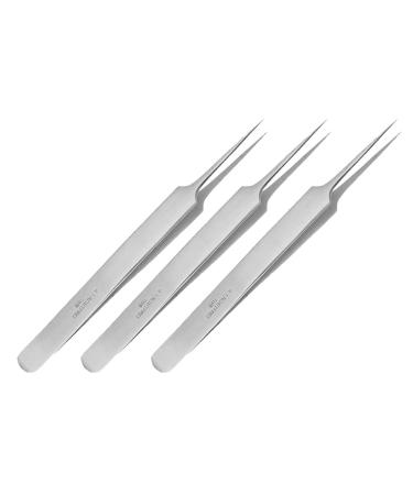 May - 3 x splinter tweezers - first aid tweezers - fine model - pointed - stainless steel