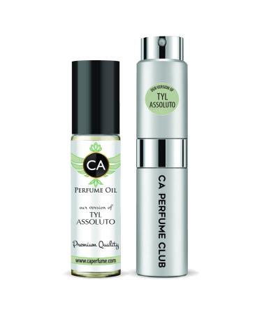 CA Perfume Duo Impression of Terenzi Tyl Assoluto For Women & Men Eau de Parfum Refillable Atomizer Sprayer + Fragrance Body Oil Long Lasting Sample Travel Size Roll-On Bottle 0.27 Fl Oz+0.33 Fl Oz
