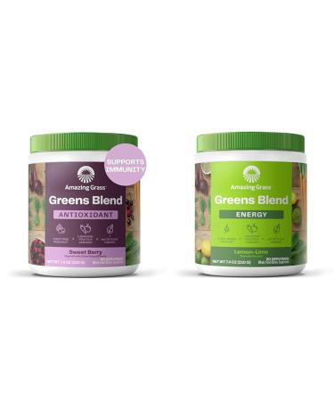 Amazing Grass Greens Blend Antioxidant: Super Greens Powder Smoothie Mix with Organic & Green Superfood Energy: Smoothie Mix Super Greens Powder & Plant Based Caffeine