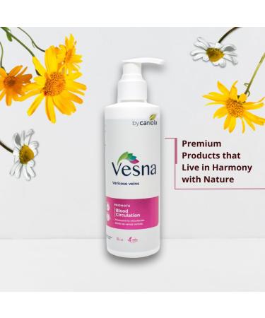 VESNA Varicose Veins Cream 8 oz - Natural Calming & Moisturizing Formula with Arnica Menthol & Jojoba - Day & Night Relief for Varicose Veins - Buy Online on GoSupps.com