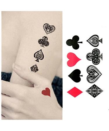Oottati Small Cute Temporary Tattoo Hearts of Spades of Spades (Set of 2)