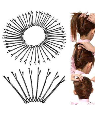 Benoon black jumbo bobby hairpins black lace flat style hair clips 60 pieces metal wave -shaped hair clips bobby salon pins handles hairpins black multi