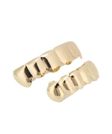 Hiphop Jewelry Braces Shiny Grillz Teeth Set Bling Grillz Teeth Decoration Gold-Plated Hip-Hop Gold Braces for Halloween Party Hip Hop Show