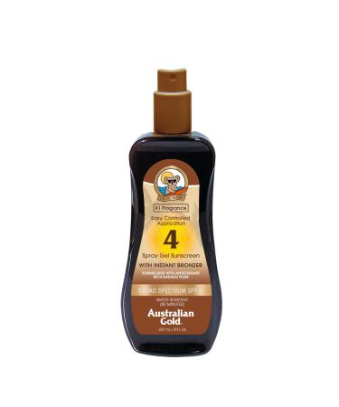 Australian Gold Spray Gel Sunscreen with Instant Bronzer SPF 4 8 Ounce | Moisturize & Hydrate Skin | Broad Spectrum | Water Resistant