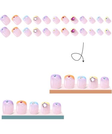 Glitter Fake Nail Square Short Press on Nails Rainbow French Tips Nail Art Decoration for Women and Girls Manicure 24pc - Buy Online on GoSupps.com