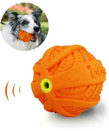 Laroo Squeaking Dog Ball - Interactive Natural Rubber Toy for Medium & Large Dogs - Durable 9cm Orange Football - Buy Online on GoSupps.com