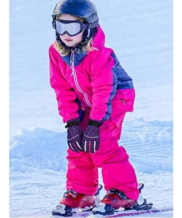 Kids Mittens Winter Snow Waterproof Gloves for Girls Boys | Purple & Pink Stripe | 5-8 Years - Buy Online on GoSupps.com