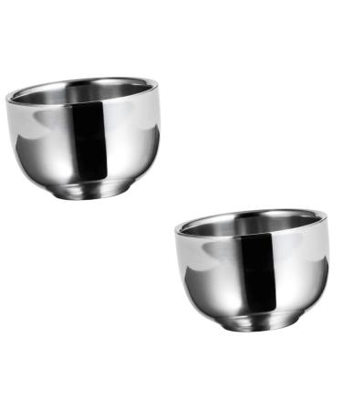 Minkissy 2 pc wagons Razor shell made of stainless steel shaving foam mug shaving cup shell for razor brush Tools Men Rainfales Rustproof steel hair soap shell man 7.3x5cmx2pcs silverx2stk
