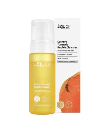 Cuthera Turmeric Bubble Cleanser 5.07 Fl Oz - Vegan Turmeric Natural Jeju Moisturizing Pore Contraction Skin Calming Exfoliation Care Waste Care Korea Beauty