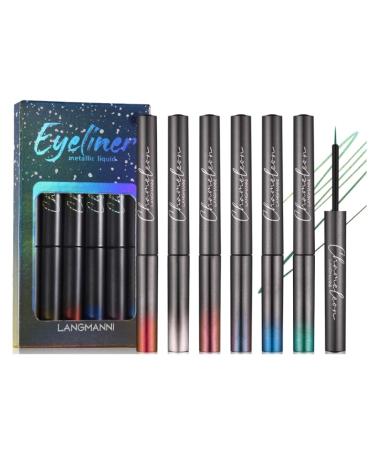 Eye Catching Shimmering Liquid Glitter Eyeliner Collection Colorful Sparklings Eyeliners Waterproof Long Lasting Formula Shimmers Liquid Eyeliner Quick Drying Eyeliner Smudge Proof Eyeliner Eyeshadow B