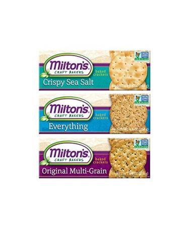 Milton's Craft Bakers Gourmet Crackers Variety Bundle (Multi-Grain Everything Crispy Sea Salt) - Non-GMO All Natural Ingredients Kosher Non-GMO Healthy Crackers - 8.4 Oz Each Pack of 3 - Buy Online on GoSupps.com