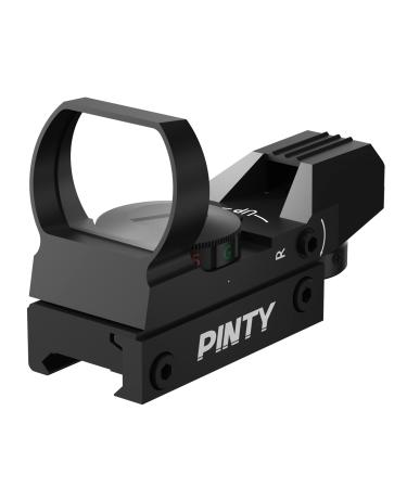 Pinty Red Green Dot Sight Reflex Tactical Riflescope 4 Reticle Patterns with 20mm Free Mount Rails, Black Khaki