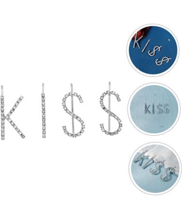 GAXIRE 1 Set kiss hairpin metal clip letter hair barrettes bling hair clips hair jewelry for women silver barrettes accessories for women crystal rhinestones child alloy - Buy Online on GoSupps.com