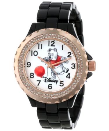 Disney Women's W000996 Winnie Black and Rose Gold Enamel Watch