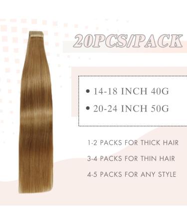 YDDM 20Pcs Invisible Tape Hair Extensions - 18 Inch Real Human Hair 45cm 27# Skin Weft Lightweight & Smooth - Buy Online on GoSupps.com