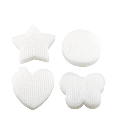 E-outstanding 40pcs 3Inch White Plastic Canvas Sheets for DIY Embroidery, Yarn Crafting, Knit and Crochet Projects with Star, Square, Heart, Circle Shaped