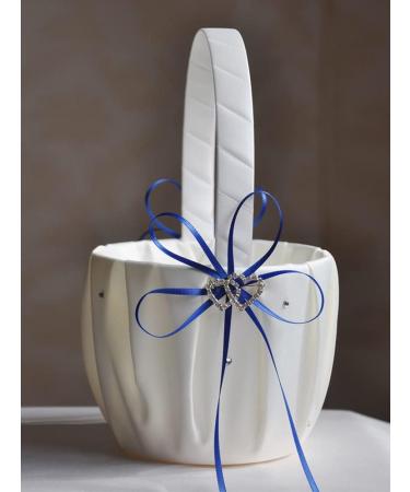 Plcnn 2Pcs Wedding Pillow Ring and Flower Basket Set White Satin Flower Girl Basket Wedding Petals Storage Basket for Wedding Anniversary Celebrations Party Supplies - Buy Online on GoSupps.com