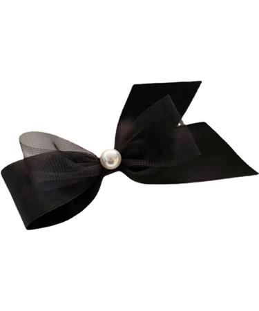 Black Satin Bow Hair Clip with Faux Pearl Decoration Men Girls Ideal for Parties Weddings Daily WearArtificial Pearl Mesh Hair Bow Pin for Women Girls - Buy Online on GoSupps.com