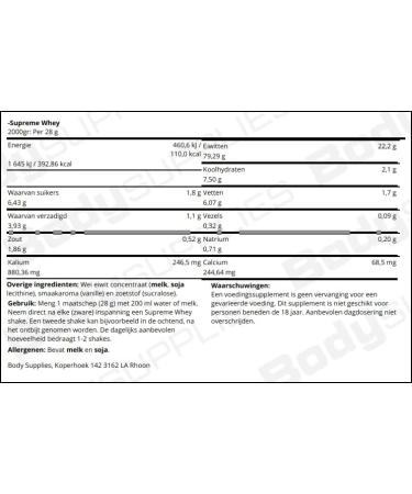 Body Supplies Supreme Whey 2000gr ChocolateCaramel - Buy Online on GoSupps.com