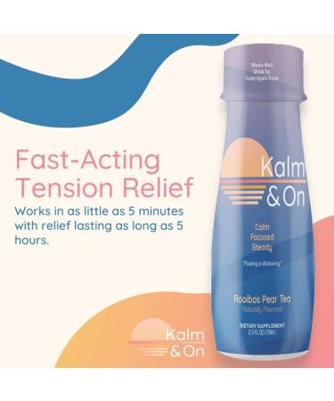 KALM & ON Rooibos Pear Tea Liquid Shots - Natural Calm Herbal Adaptogens Blend for Fast Relaxation - Plant-Based with Panax Ginseng & Lemon Balm - 12 Pack - Buy Online on GoSupps.com
