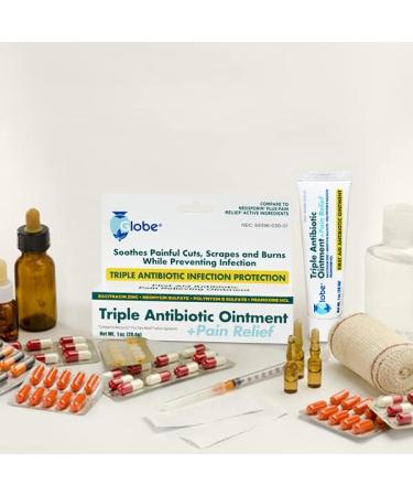 (2 Pack) Globe 1oz Triple Antibiotic Ointment with Pain Relief - Maximum Strength First Aid Ointment for Minor Scratches and Wounds - Buy Online on GoSupps.com