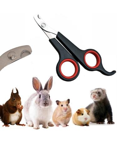 Rabbit Nail Clippers - Professional Pet Nail Clippers Stainless Steel Claw Trimmer Scissors for Small Animal Rabbit Guinea Pig Puppy Ferret Hamsters Chinchilla Sugar Glider Grooming Supplies Black